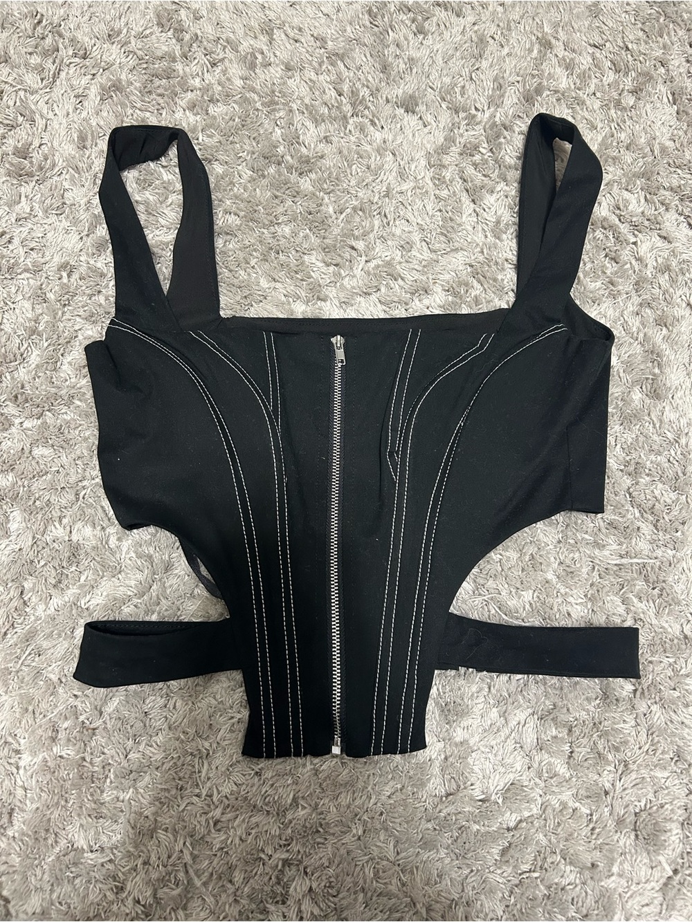 Black Structured Halter Top Zip-Up Women’s Top Revolve/Superdown